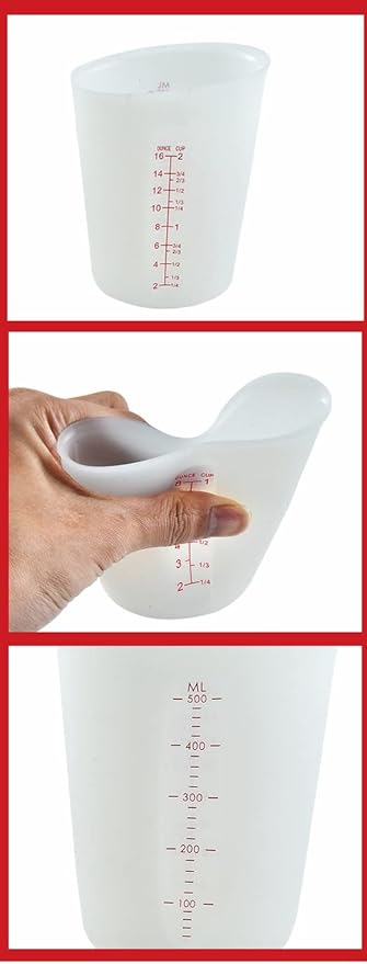 3 PCS Silicone Flexible Measuring Cups,Melting Cups for Epoxy Resin,Butter,Chocolate and More,Squeeze and Pour Silicone Measuring Cup with Marking Ounce/ML