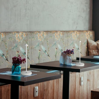 2 PACK Cordless Lamps,Battery Rechargeable Table Lamp,Portable Lamps,2 Level Brightness Dimmable Night Light,Minimalist Design,Cordless Table Lamps for Living Room/Restaurant/Couple Dinne(White)