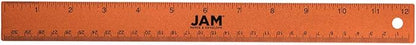 JAM PAPER Strong Aluminum Ruler - 12 Inch - Metal Ruler with Non-Skid Cork Backing - Orange Metallic - Sold Individually