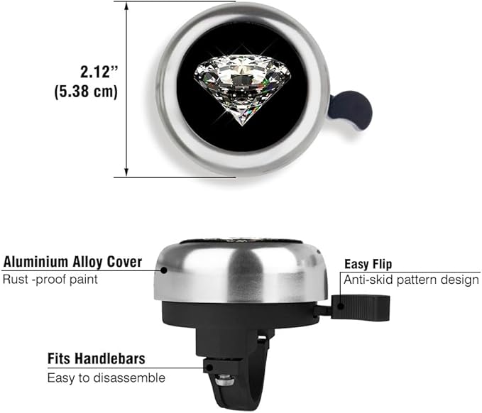 WIRESTER Silver Aluminum Round Bike Bell, Classic Ring Bicycle Bell, Bike Accessories Bell Ring for Adults Kids Girls Boys