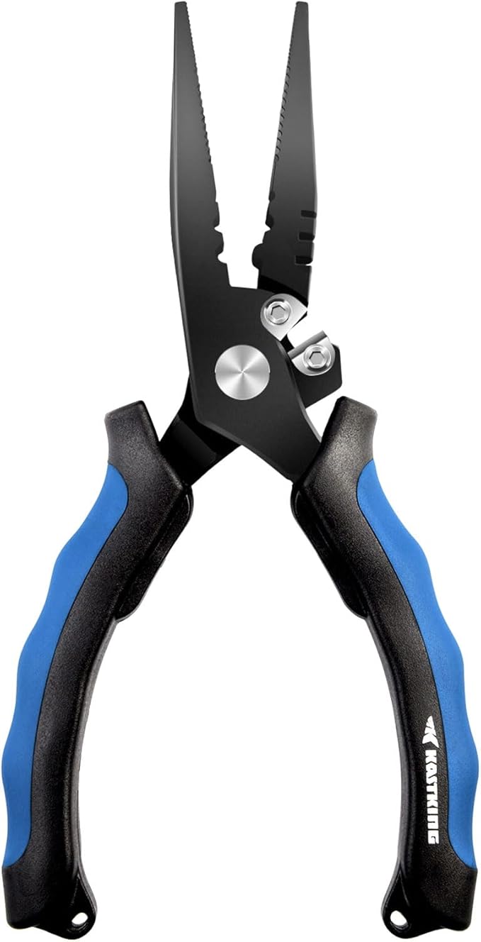 KastKing Intimidator Fishing Pliers, Corrosion Resistant Polymer Coated Fishing Tools, Tungsten Carbide Cutters, Saltwater Resistant Fishing Gear
