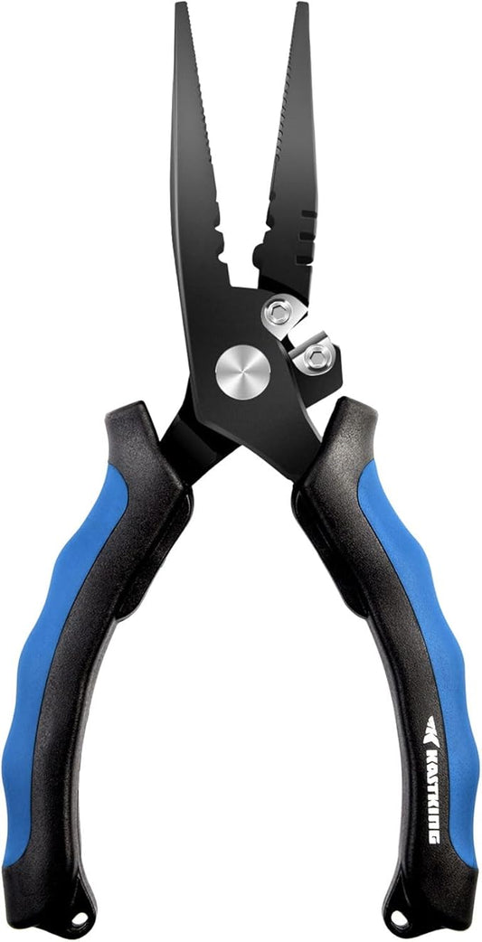 KastKing Intimidator Fishing Pliers, Corrosion Resistant Polymer Coated Fishing Tools, Tungsten Carbide Cutters, Saltwater Resistant Fishing Gear