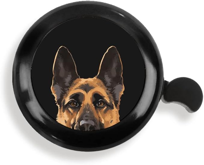 WIRESTER Black Aluminum Round Bike Bell, Classic Ring Bicycle Bell, Bike Accessories Bell Ring for Adults Kids Girls Boys - Dog Cat Animal Cute Records