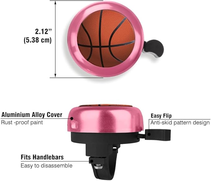 WIRESTER Pink Aluminum Round Bike Bell, Classic Ring Bicycle Bell, Bike Accessories Bell Ring for Adults Kids Girls Boys