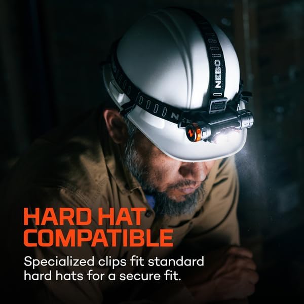 NEBO Transcend 3K Headlamp | 3000 Lumen, 5 Light Modes, USB-C Rechargeable, Waterproof, Magnetic, Detachable Light, Hat Clips, and Hard Hat Compatible, Outdoor, Mechanic, Construction Work