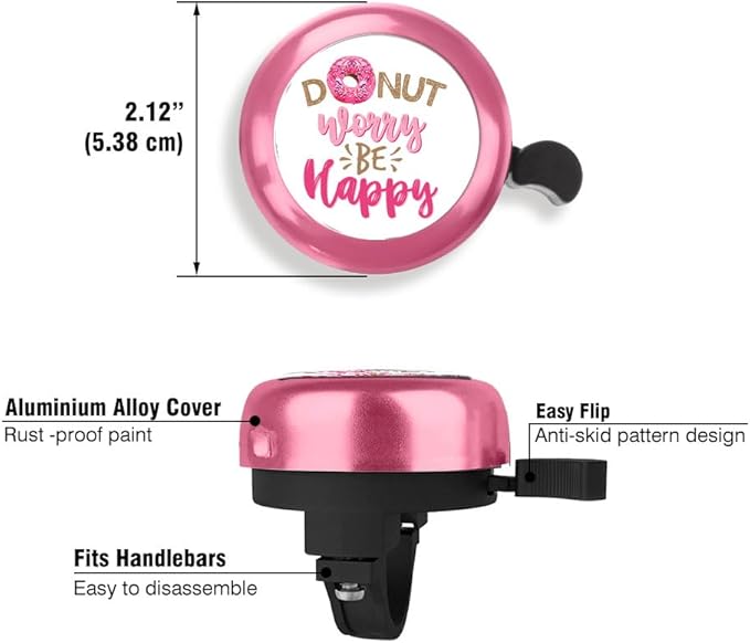WIRESTER Pink Aluminum Round Bike Bell, Classic Ring Bicycle Bell, Bike Accessories Bell Ring for Adults Kids Girls Boys