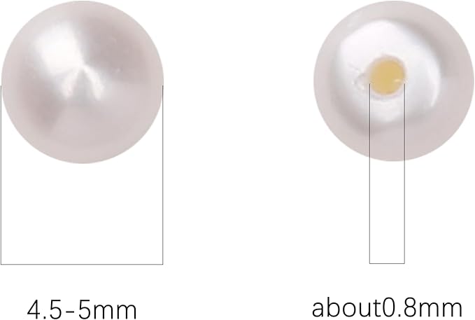 Natural Half Drilled Pearl Beads White 4.5-5mm 12pcs AAAA Freshwater Cultured Loose Gemstone Beads for DIY Stud Earring Jewelry Making
