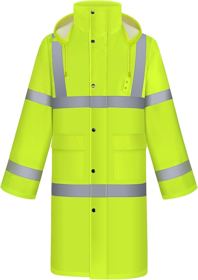 TCCFCCT Rain Jacket Heavy Duty Waterproof with Hood, Long Rain Coats for Men & Women, Hiking & Camping Outdoor Activities, L Yellow