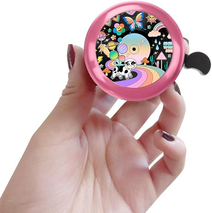 WIRESTER Pink Aluminum Round Bike Bell, Classic Ring Bicycle Bell, Bike Accessories Bell Ring for Adults Kids Girls Boys