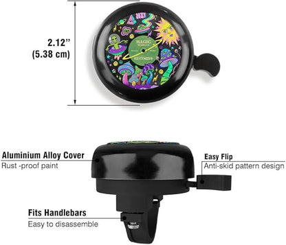 WIRESTER Black Aluminum Round Bike Bell, Classic Ring Bicycle Bell, Bike Accessories Bell Ring for Adults Kids Girls Boys - Dog Cat Animal Cute Records