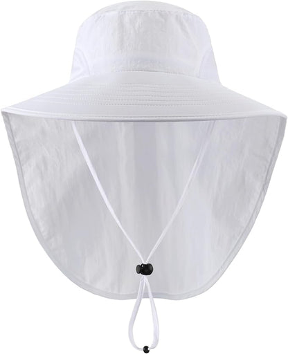 Home Prefer Outdoor UPF50+ Sun Hat Wide Brim Mesh Fishing Hat with Neck Flap