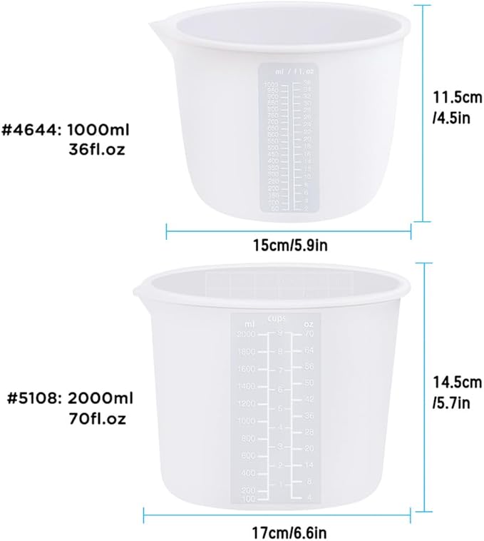 Extra Large Silicone Measuring Bowl Set for Epoxy Resin 2000ml/70fl.oz(9 Cups) & 1000ml/36fl.oz