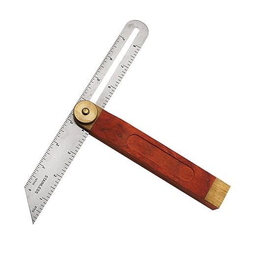 Adjustable T-Bevel Sliding Angle Ruler with Wooden Knob Stainless Steel Multi-Angle Measurement Tool Millimeter Scales for Woodworking Carpentry and Precision Crafting