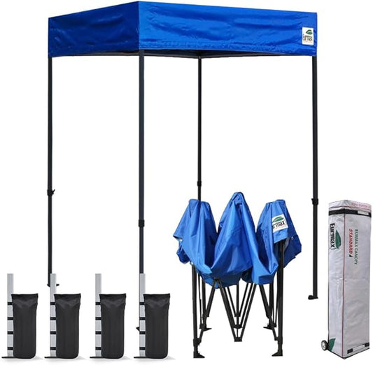 Eurmax USA 5x5 Flat Top Pop Up Canopy Tent Outdoor Portable Instant Shelter Bonus 4 SandBags (Flat Blue)