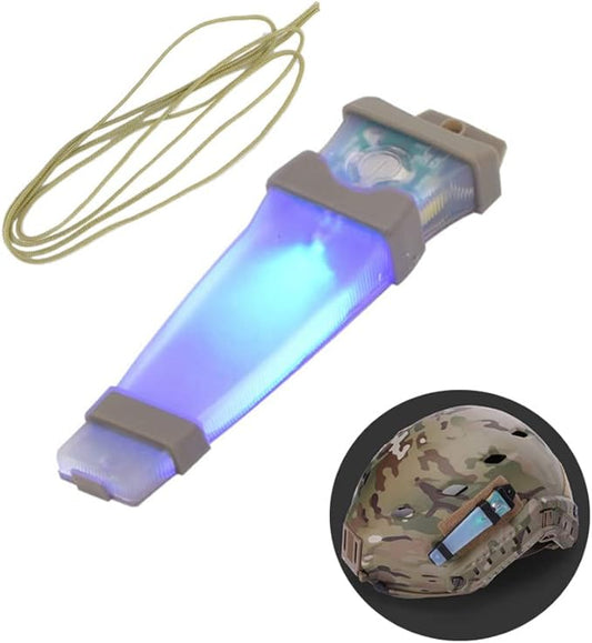 Helmet Signal Light Waterproof Safety Flashing Survival Outdoor Sports Hunting Tactical Hiking Boating Cycling Personal ID Marker Light Hook Back (Tan+Blue)