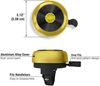 WIRESTER Gold Aluminum Round Bike Bell, Classic Ring Bicycle Bell, Bike Accessories Bell Ring for Adults Kids Girls Boys