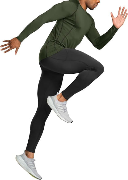 TSLA Men's Thermal Long Sleeve Compression Shirts, Athletic Base Layer Top, Winter Gear Running T-Shirt