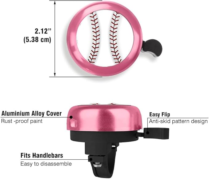 WIRESTER Pink Aluminum Round Bike Bell, Classic Ring Bicycle Bell, Bike Accessories Bell Ring for Adults Kids Girls Boys