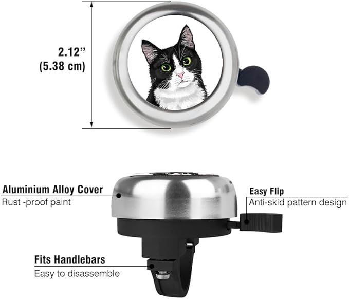 WIRESTER Silver Aluminum Round Bike Bell, Classic Ring Bicycle Bell, Bike Accessories Bell Ring for Adults Kids Girls Boys