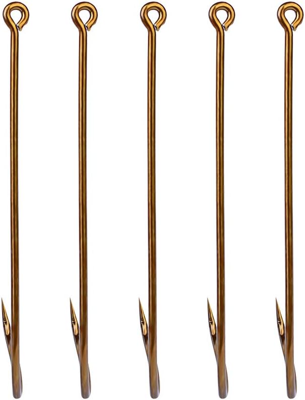 100pcs Long Shank Fishing Hooks High Carbon Steel Fly Tying Jig Hooks Super Sharp Barbed Hook Tips Tan Color 13 Sizes for Choice