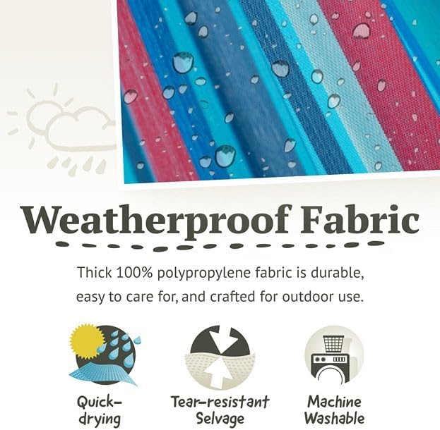 La Siesta® Large Double Brisa Classic Hammock, Outdoor Indoor Hammock Swing - Handmade Weather & Tear Resistant Patio Backyard Bedroom Hammock, Wave