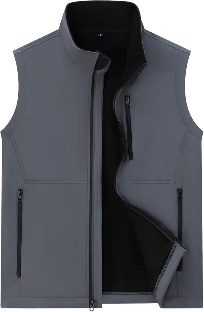 Men's Lightweight Softshell Vest Outerwear Windproof Sleeveless Jacket for Golf Running Hiking