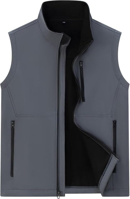 Men's Lightweight Softshell Vest Outerwear Windproof Sleeveless Jacket for Golf Running Hiking