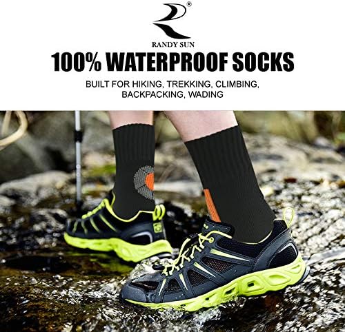 RANDY SUN Waterproof Socks, Unisex Hiking Wading Trail Running Kayaking Crew Socks