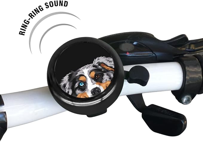 WIRESTER Black Aluminum Round Bike Bell, Classic Ring Bicycle Bell, Bike Accessories Bell Ring for Adults Kids Girls Boys - Dog Cat Animal Cute Records