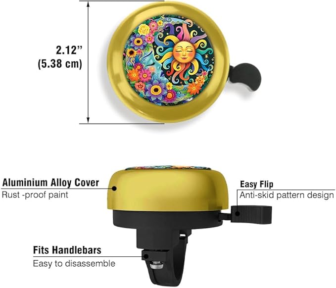 WIRESTER Gold Aluminum Round Bike Bell, Classic Ring Bicycle Bell, Bike Accessories Bell Ring for Adults Kids Girls Boys