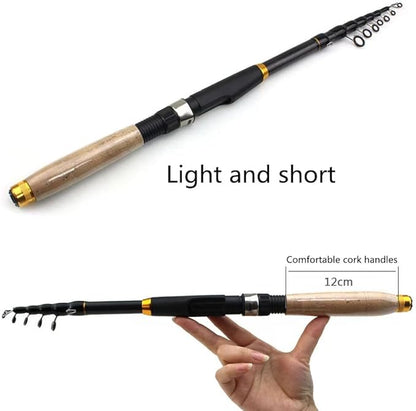 Telescopic Fishing Rods and Reel Combos, 2PCS 5.9FT 6.9FT Carbon Fiber Fishing Pole Kit, Spinning Reel Lures Set with Carrier Bag, Saltwater Freshwater Collapsible Fishing Gear for Beginner Adults