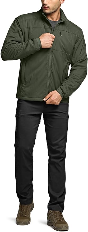 CQR Men's Lightweight Insulated Jacket, Windproof Packable Water Resistant Warm Active Coat for Hiking Work Outdoor Tactical
