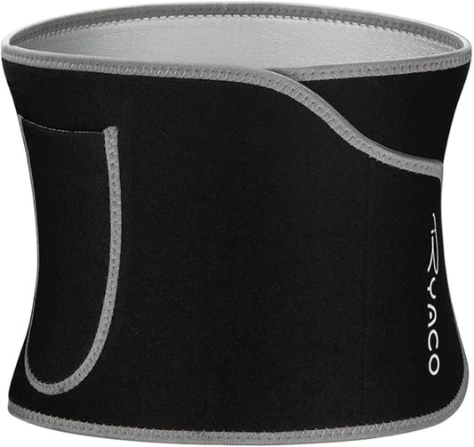 Ryaco Waist Trimmer, Waist Trainer for Women Men, Neoprene Sweat Band, Slimming Stomach Wrap for Workout, Adjustable Sizes