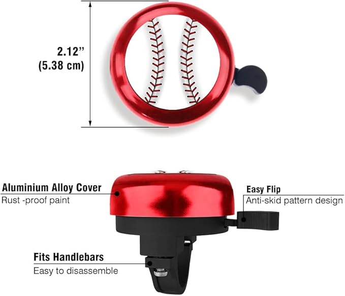 WIRESTER Cute Aluminum Round Bike Bell, Classic Ring Bicycle Bell, Bike Accessories Bell Ring for Adults Kids Girls Boys (Black, Red, Blue, Purple)