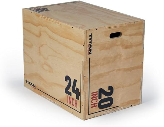 Titan Fitness Wooden Plyometric Box, 20in 24in 30in, Pro-Duty Plyo Box, Jump Step-Up Box Squat, Home Garage Gym Training