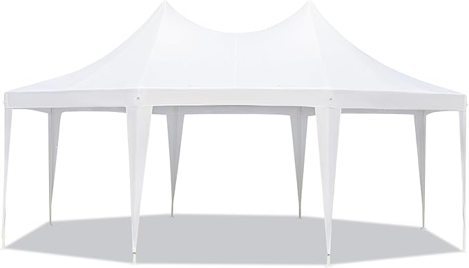 EROMMY 20x15ft Party Tent - White Wedding Canopy with 6 Removable Sidewalls, 6 Church Windows and 2 Pull-Back Doors - Octagonal Heavy Duty Outdoor Gazebo Pavilion Shelter for Events