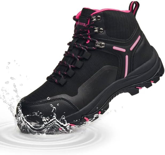 Waterproof Women's Hiking Boots with Wide Toe Box Lightweight Non-Slip Grip Ankle Support, Durable Comfort for Trekking, Trail Running, and Outdoor Adventures