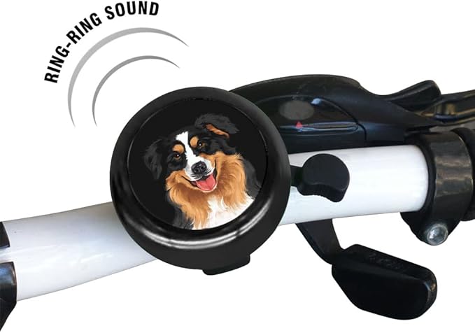 WIRESTER Black Aluminum Round Bike Bell, Classic Ring Bicycle Bell, Bike Accessories Bell Ring for Adults Kids Girls Boys - Dog Cat Animal Cute Records