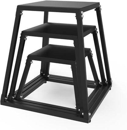 GarveeLife Plyometric Jumping Box, Steel Plyo Box for Exercise, Metal Exercise Step Up Box with Anti-Slip Surface for Home Gym Training