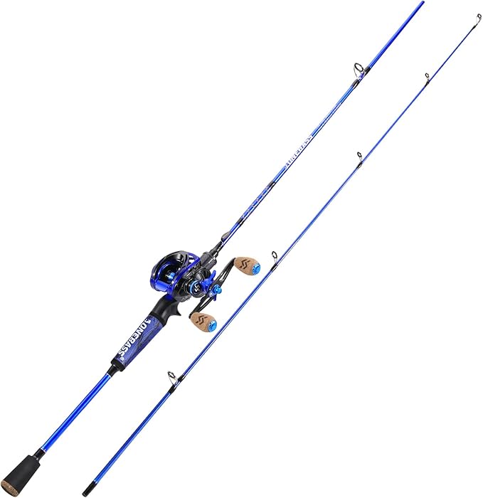 One Bass Fishing Rod and Reel Combo, IM7 Graphite 2 Pc Blank Baitcasting Combo, Spinning Rod with Super Polymer Handle
