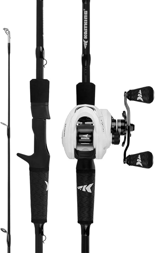 KastKing Crixus Fishing Rod and Reel Combo, High Performance Spinning & Baitcaster Combo, IM6 Graphite 2Pc Blanks, Zirconium Oxide Rings, SuperPolymer Handle, Lightweight Reel with Aluminum Spool