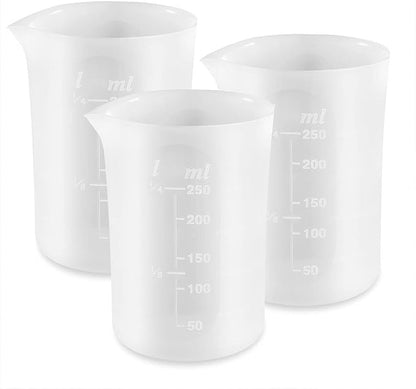 Coopay 250 ml Silicone Measuring Cups for Resin Non-Stick Mixing Cups Glue Tools, Precise Scale for for Resin DIY Craft Jewelry Making, 3 PCS