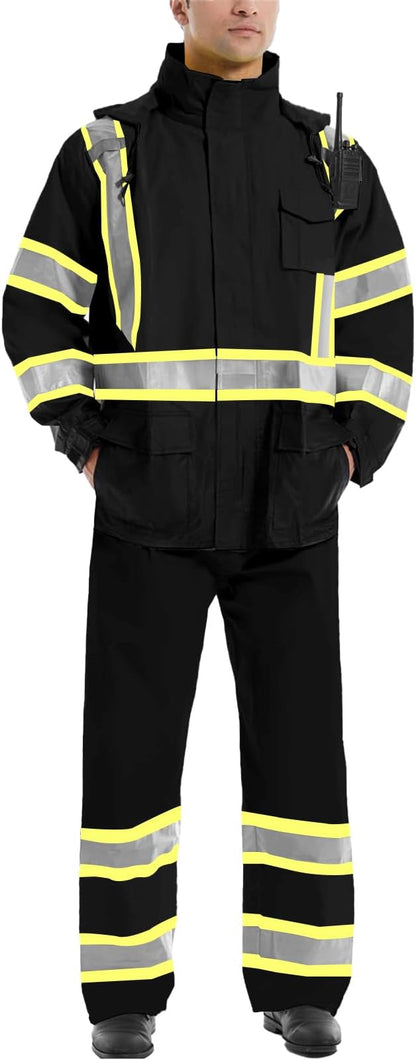 SKSAFETY Hi Vis Reflective Rain suits for Men Waterproof - High Vis Safety Rain Jacket, High Visibility Raincoat for Men