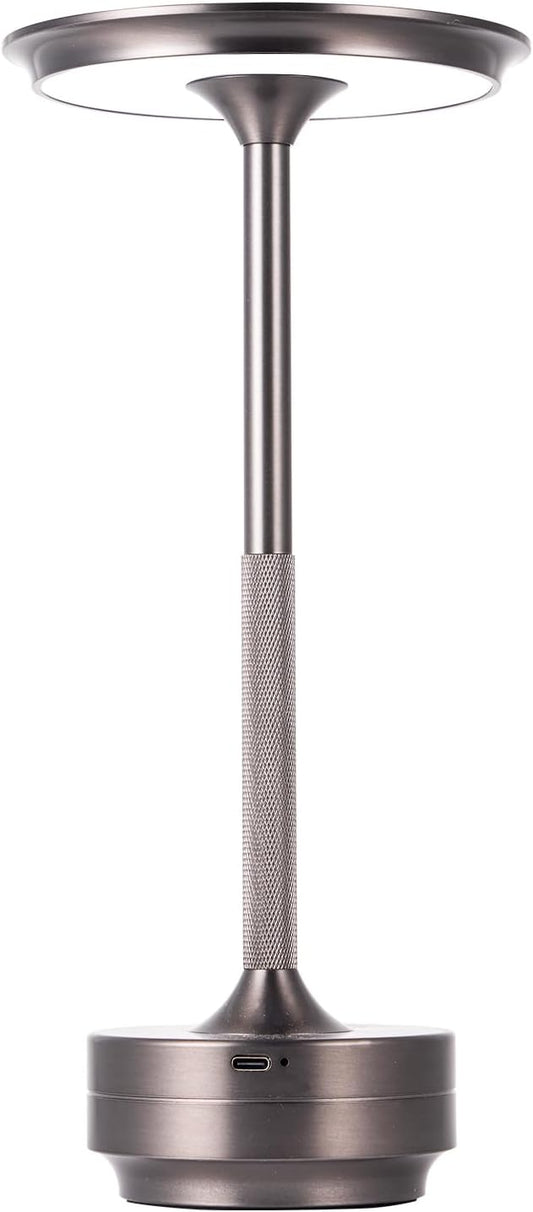 Rechargeable Cordless LED Table Lamps Touch Sensor Light, 3-Levels Portable Dimming Wireless Battery Operated Lamp，Nightstand Lamp/Night Light/Restaurant Table/Outdoor/Coffee/Bar (Grey)