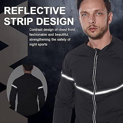 NINGMI Sauna Suit for Men Sweat - Long Sleeve Shirt Jacket Workout Body Shaper Zipper Top Slimming Fitness Trainer Gym