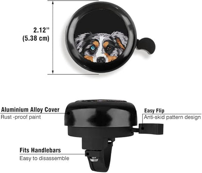 WIRESTER Black Aluminum Round Bike Bell, Classic Ring Bicycle Bell, Bike Accessories Bell Ring for Adults Kids Girls Boys - Dog Cat Animal Cute Records