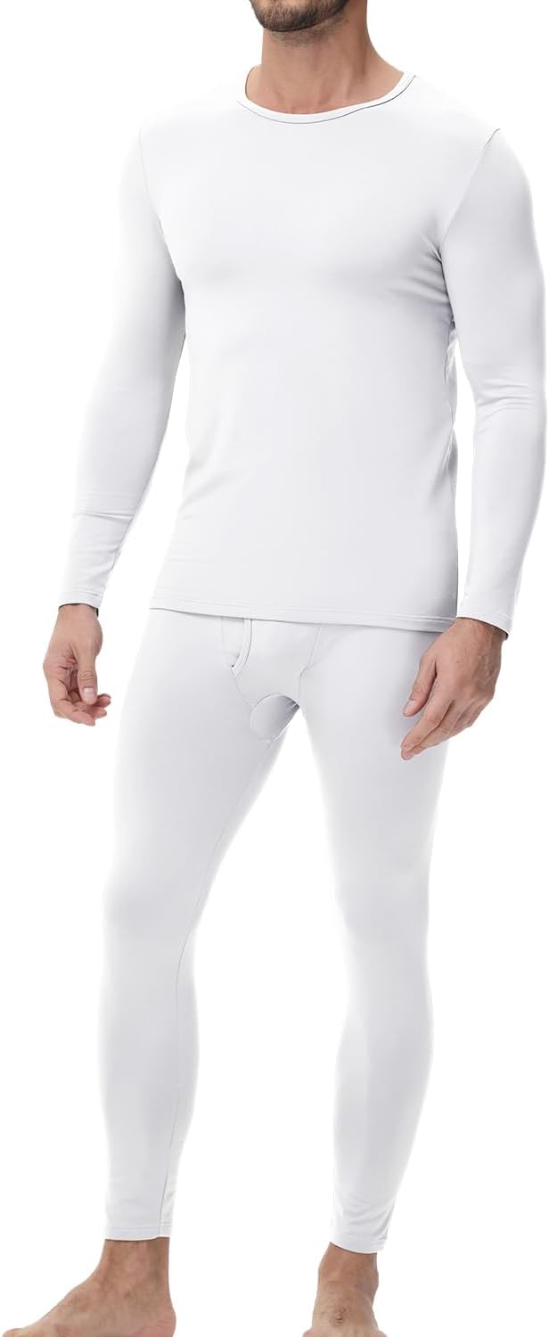 wirarpa Men's Cotton Long Johns Thermal Underwear Set Base Layer Lightweight Long Sleeve Top and Bottom