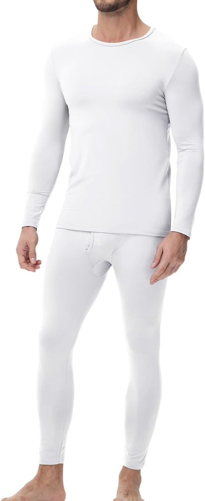 wirarpa Men's Cotton Long Johns Thermal Underwear Set Base Layer Lightweight Long Sleeve Top and Bottom