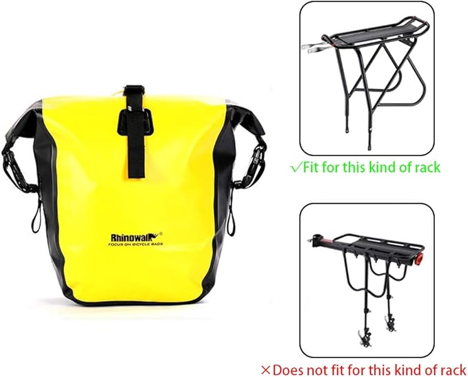 Rhinowalk Bike Pannier Bag Waterproof Rack Bicycle Bag 18L Bike Bag Shoulder Bag Laptop Pannier Backpack Professional Cycling Accessories-Yellow