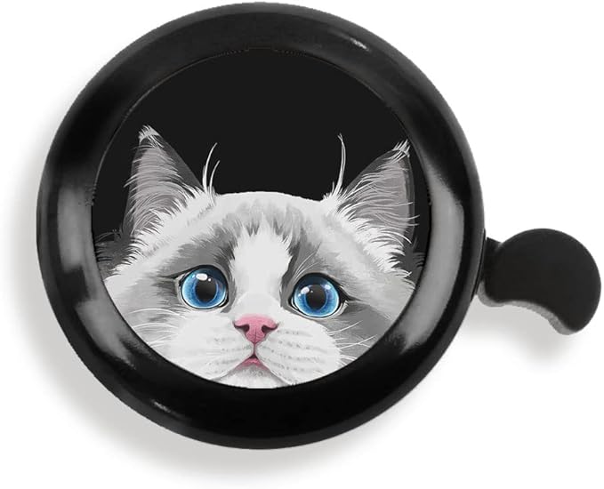 WIRESTER Black Aluminum Round Bike Bell, Classic Ring Bicycle Bell, Bike Accessories Bell Ring for Adults Kids Girls Boys - Dog Cat Animal Cute Records